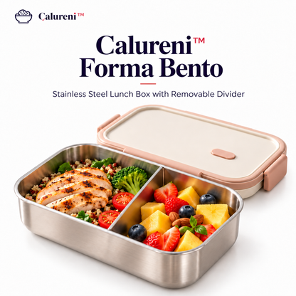Calureni™ Forma Bento – Stainless Steel Bento Lunch Box with Removable Divider for Office Lunches & Everyday Meal Prep