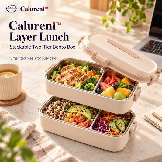 Calureni™ Layer Lunch – Stackable Two-Tier Bento Lunch Box with Inner Containers for Workday Meals & Lunch Packing