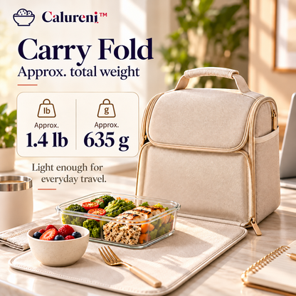 Calureni™ Carry Fold – Convertible Lunch Bag with Fold-Out Placemat for Desk Lunches, Office Meals & Everyday Travel