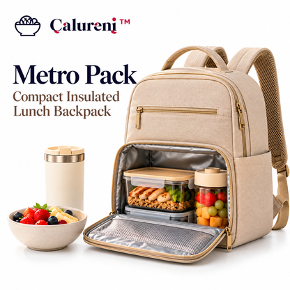 Calureni™ Metro Pack – Compact Insulated Lunch Backpack with Adjustable Straps for Office Commutes, Work & Everyday Travel