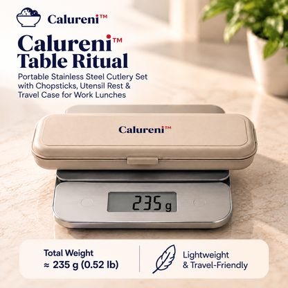 Calureni™ Table Ritual – Portable Stainless Steel Cutlery Set with Chopsticks, Utensil Rest & Travel Case for Work Lunches