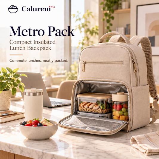Calureni™ Metro Pack – Compact Insulated Lunch Backpack with Adjustable Straps for Office Commutes, Work & Everyday Travel