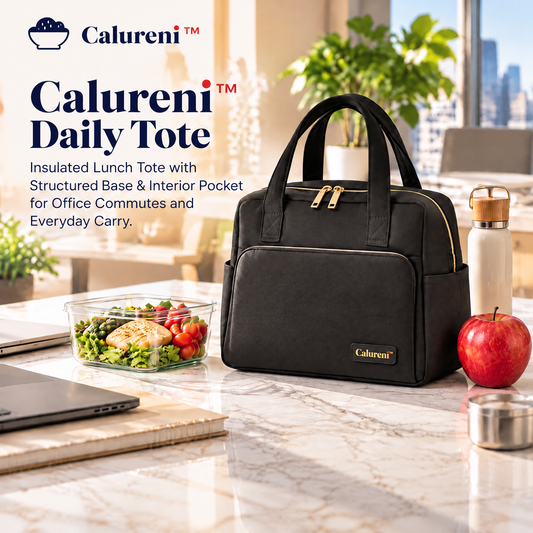 Calureni™ Daily Tote – Insulated Lunch Tote with Structured Base & Interior Pocket for Office Commutes and Everyday Carry
