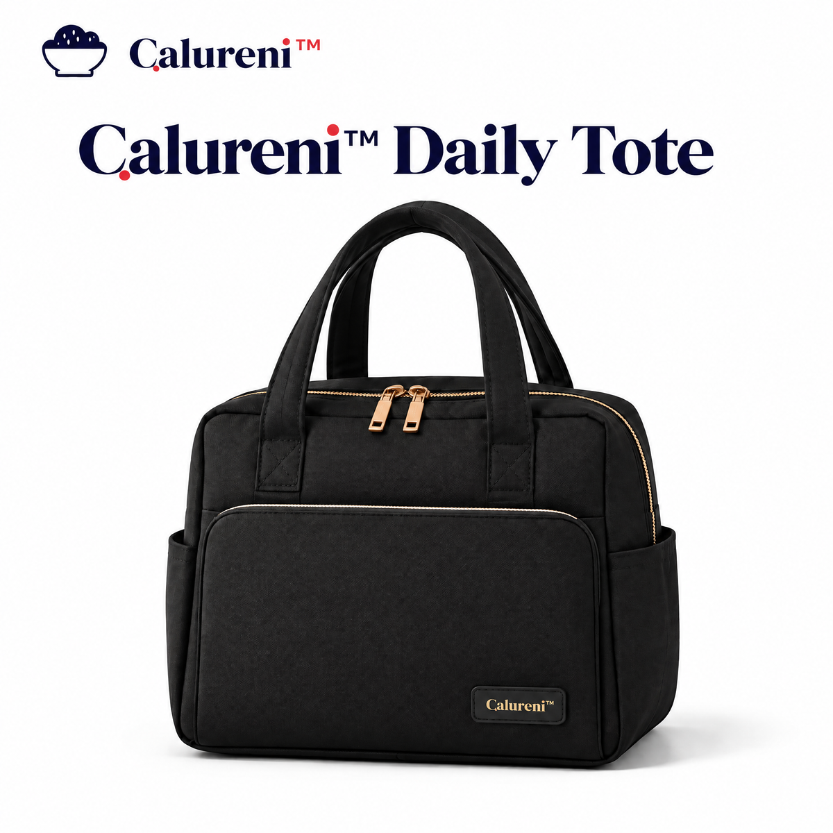 Calureni™ Daily Tote – Insulated Lunch Tote with Structured Base & Interior Pocket for Office Commutes and Everyday Carry