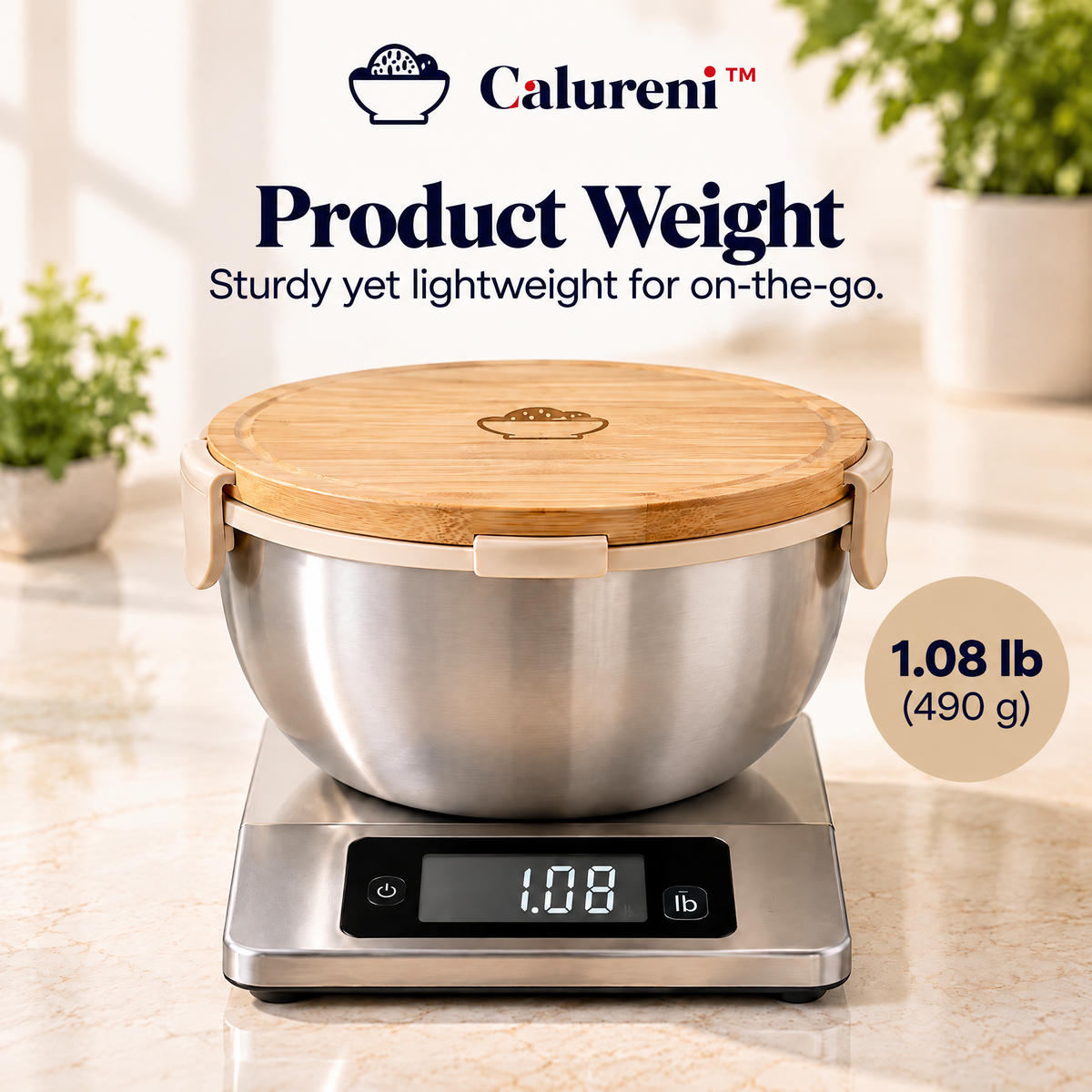 Calureni™ Garden Bowl – Layered Salad Lunch Container with Topping Tray & Dressing Cup for Office Lunches and Meal Prep