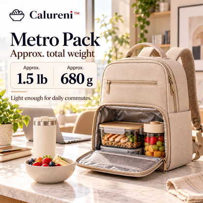 Calureni™ Metro Pack – Compact Insulated Lunch Backpack with Adjustable Straps for Office Commutes, Work & Everyday Travel