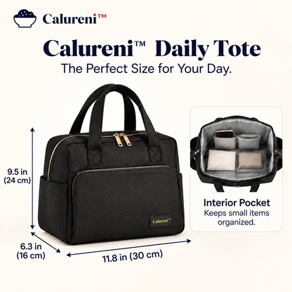 Calureni™ Daily Tote – Insulated Lunch Tote with Structured Base & Interior Pocket for Office Commutes and Everyday Carry